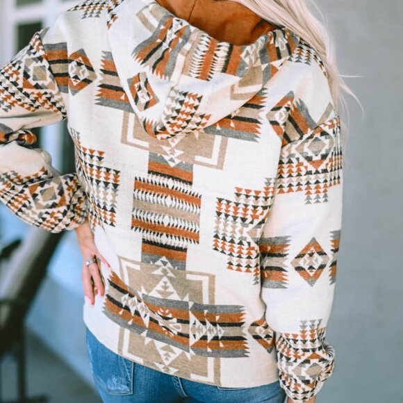 Tribal Print Hoodie Pullover Jacket Size XL - Picture 4 of 11